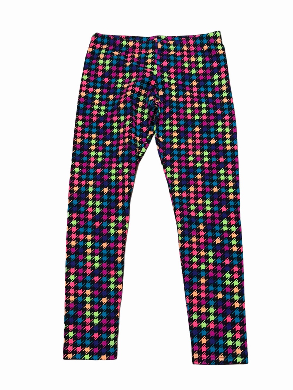 Total Girl Girls Neon Multicolor Houndstooth Print Leggings Size 14